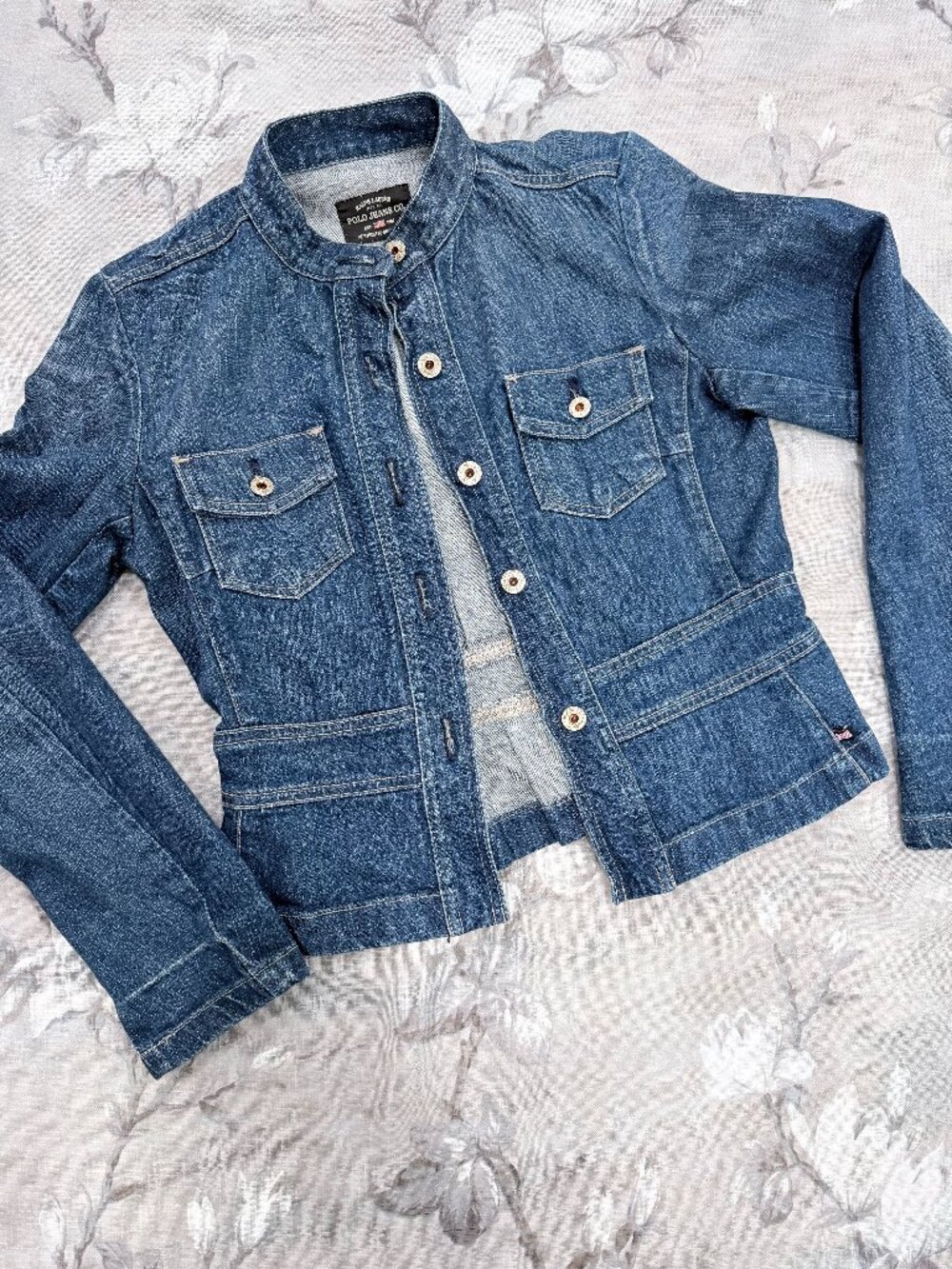 Ralph Lauren Polo Jeans Co Julia Jacket Denim Fitted Peplum Waist Stretch Small